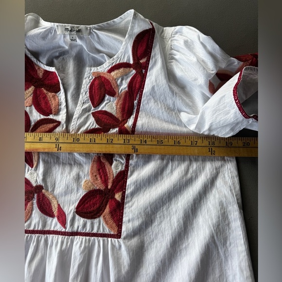Madewell White Blouse with Red and Orange Embroidery Size Small - Picture 10 of 11